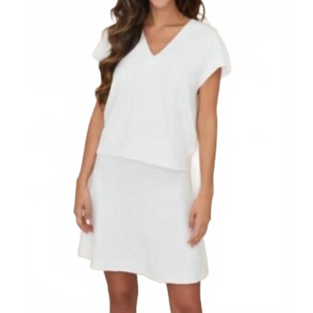 NEW MILIO MILANO cross v neck sweater vest in winter white